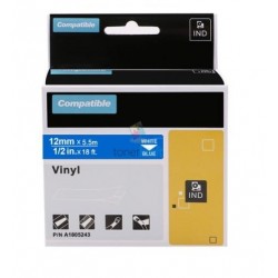 Dymo 1805243 Rhino - páska 12mm x 5,5m biely tlač / modrý podklad vinyl kompatibilný