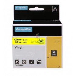 Dymo 18432 Rhino (S0718450) - páska 12mm x 5,5m čierny tlač / žltý podklad vinyl kompatibilný